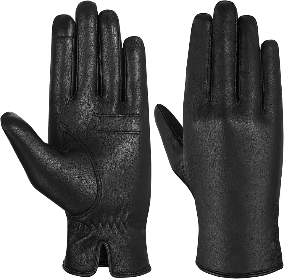 Damen-Handschuhe aus echtem Leder, Winterhandschuhe, Fleece-gefüttert, Touchscreen, Damen-Fahrhandschuhe, Lederhandschuhe