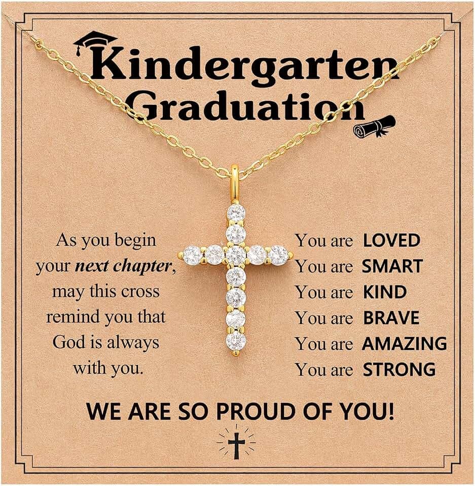 Eryuor Cross Necklace Kindergarten 5th Grade Christian Graduation Gifts