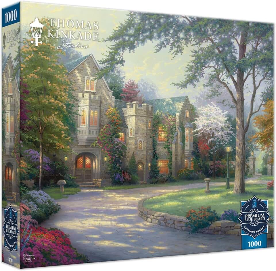 Ceaco – Sapphire Select – Thomas Kinkade – Beyond Summer Gate – 1000-teiliges Puzzle – Herausfordernd & Spaß – Blaue Rückseite Puzzlebrett – Geschenkbox – Poster in voller Größe enthalten