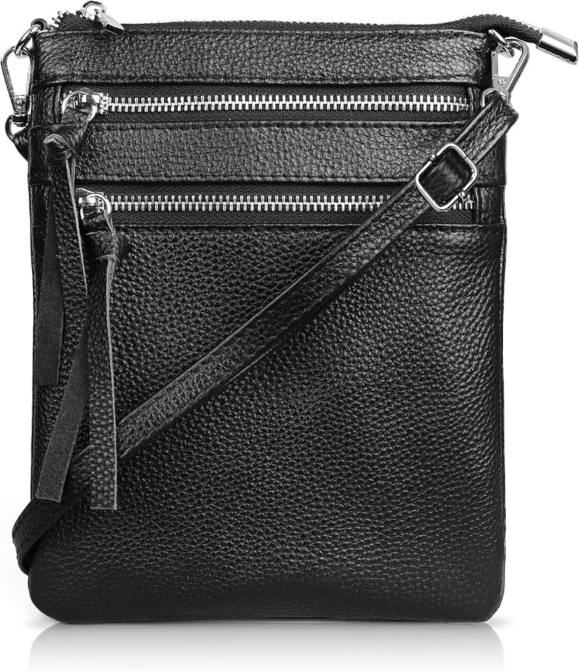 befen Echtleder Umhängetasche Damen Klein Handtasche Leder Crossbody Bag mit 4 Fächern, Handytasche zum Unhängen Damen mit verstellbarem Schultergurt
