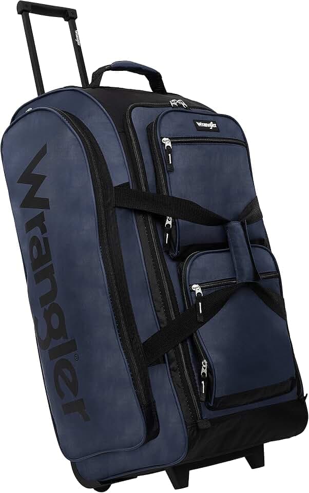 Wrangler Wesley Rolling Duffel Bag, Navy Blue, Large 30-Inch