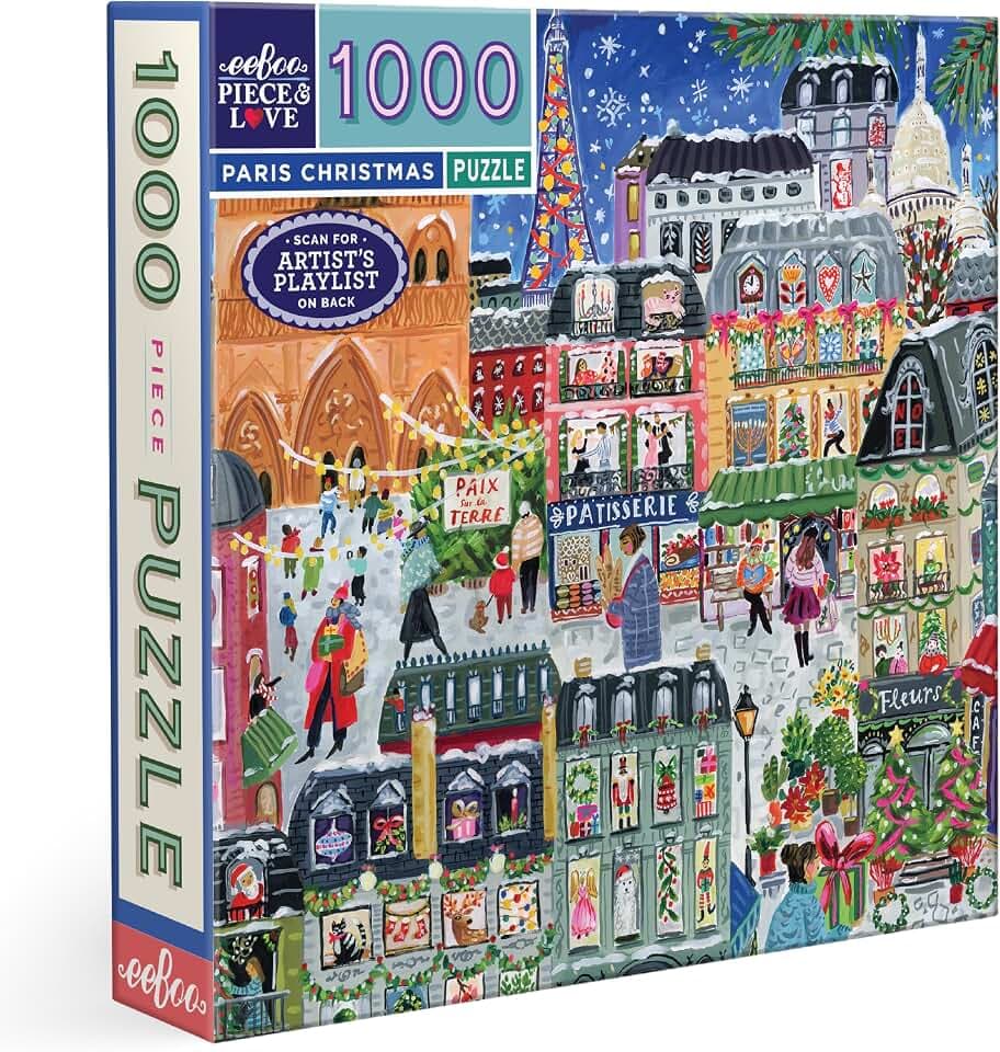 eeBoo Paris Christmas 1000 Piece Square Jigsaw Puzzle, 23" x 23"
