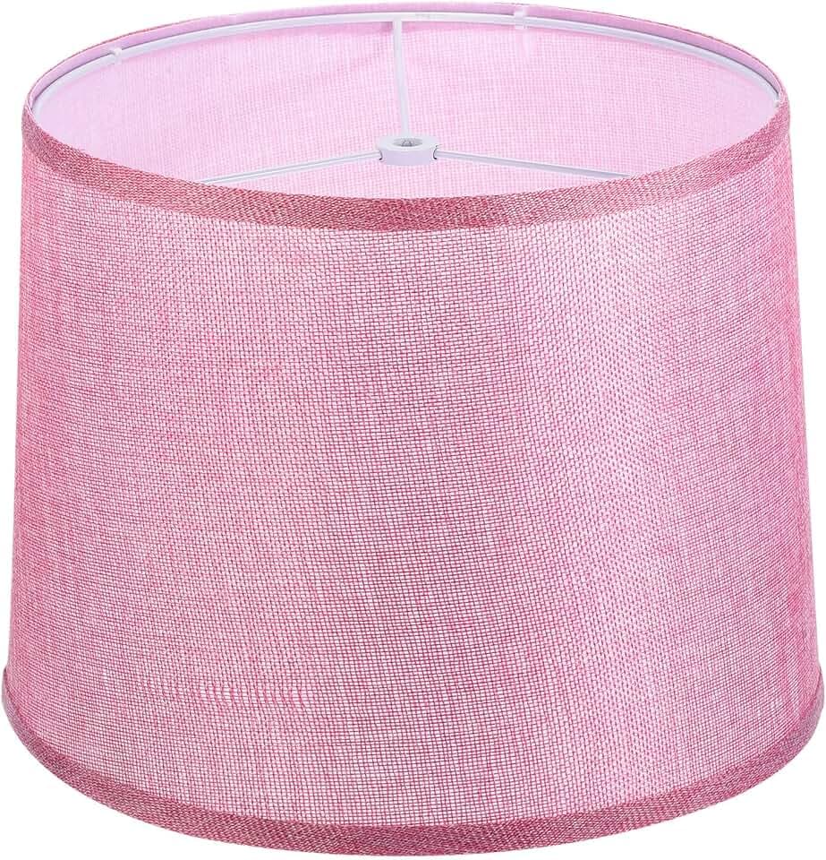 PATIKIL Lamp shades for Table Lamps 11.4" Top x 12.6" Bottom x 9.8" High Drum Lamp shades for Floor Lamps Medium Linen Lampshade Easy Assembly for Lamp Replacement, Pink