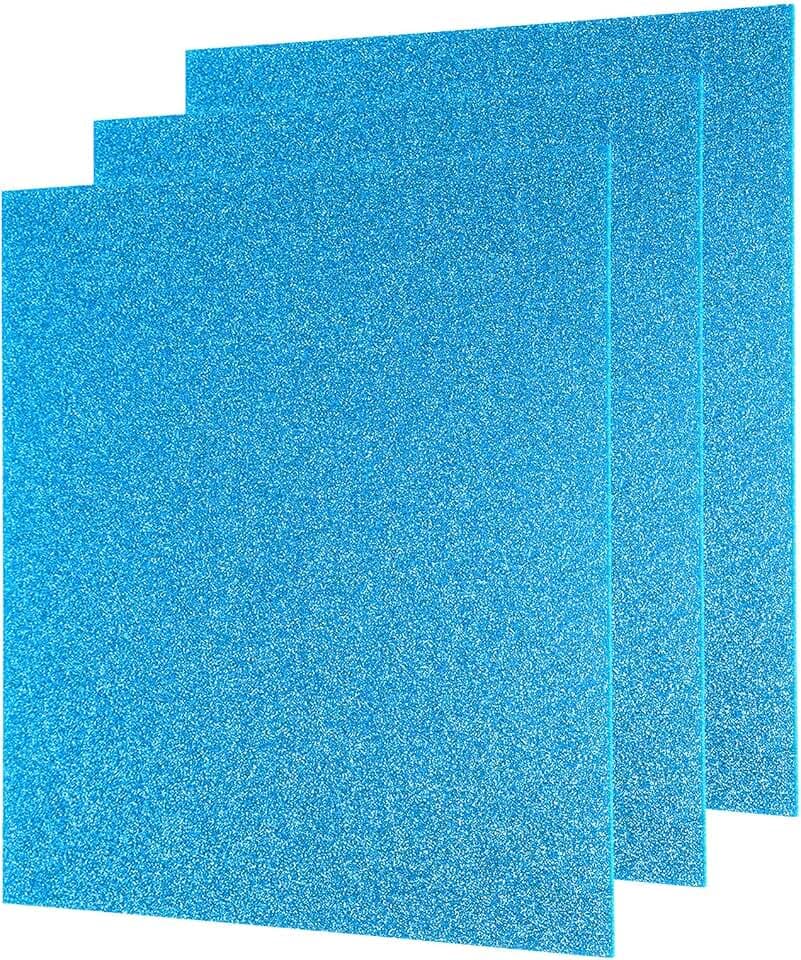 QUARKZMAN 3Pcs Glitzer-Acrylplatten Blaue 1/8" Dicke 8" x 8" Glänzende
