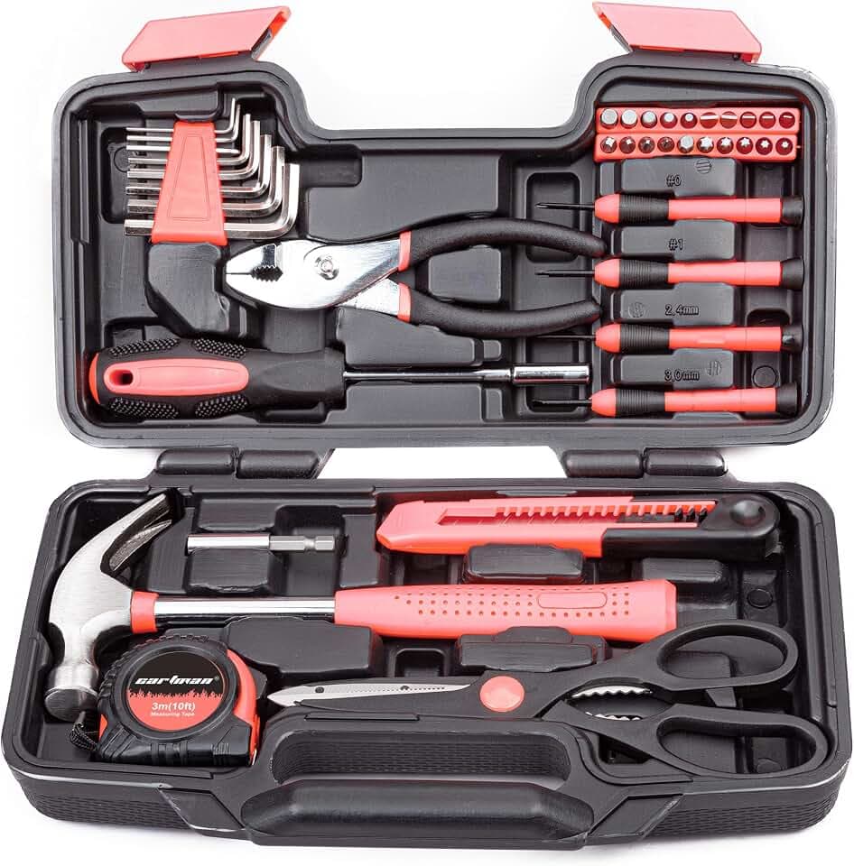 CARTMAN 39-Piece Household Tool Set, pink Hand Kit With Storage Case