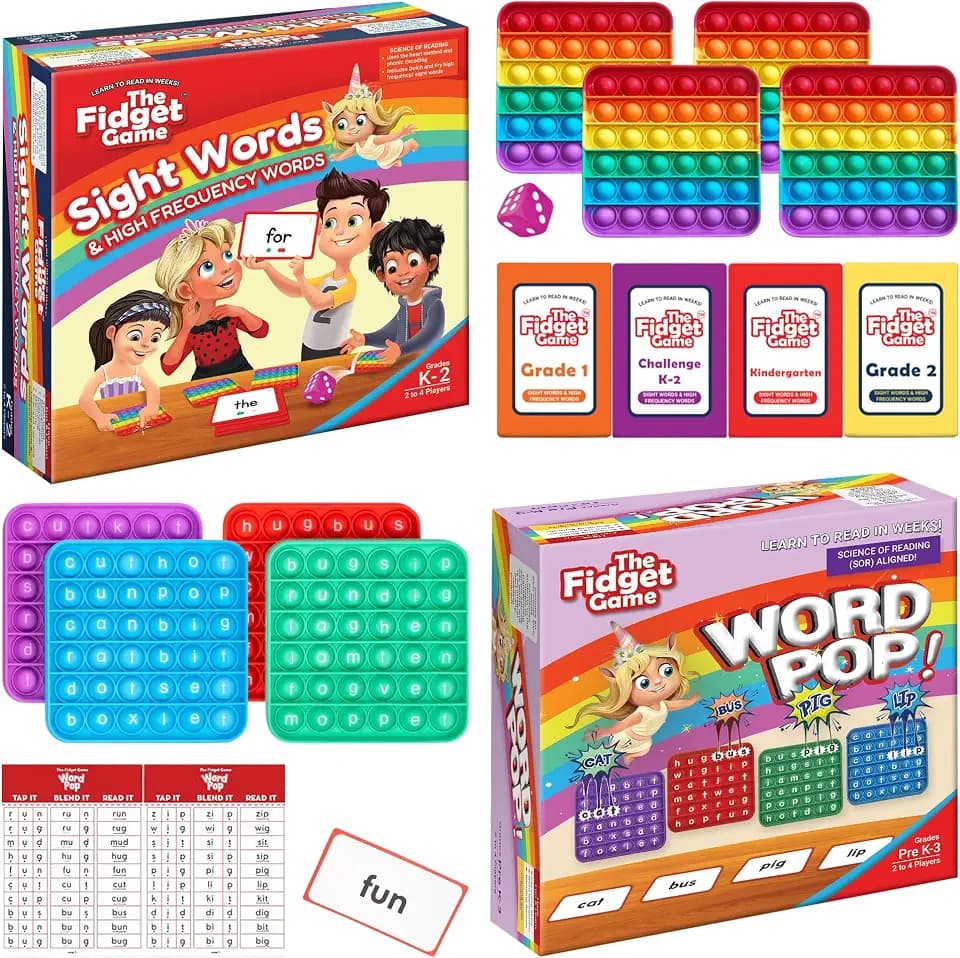 The Fidget Game Ultimate Reading Bundle - Flashcards and Pop Fidget Toys