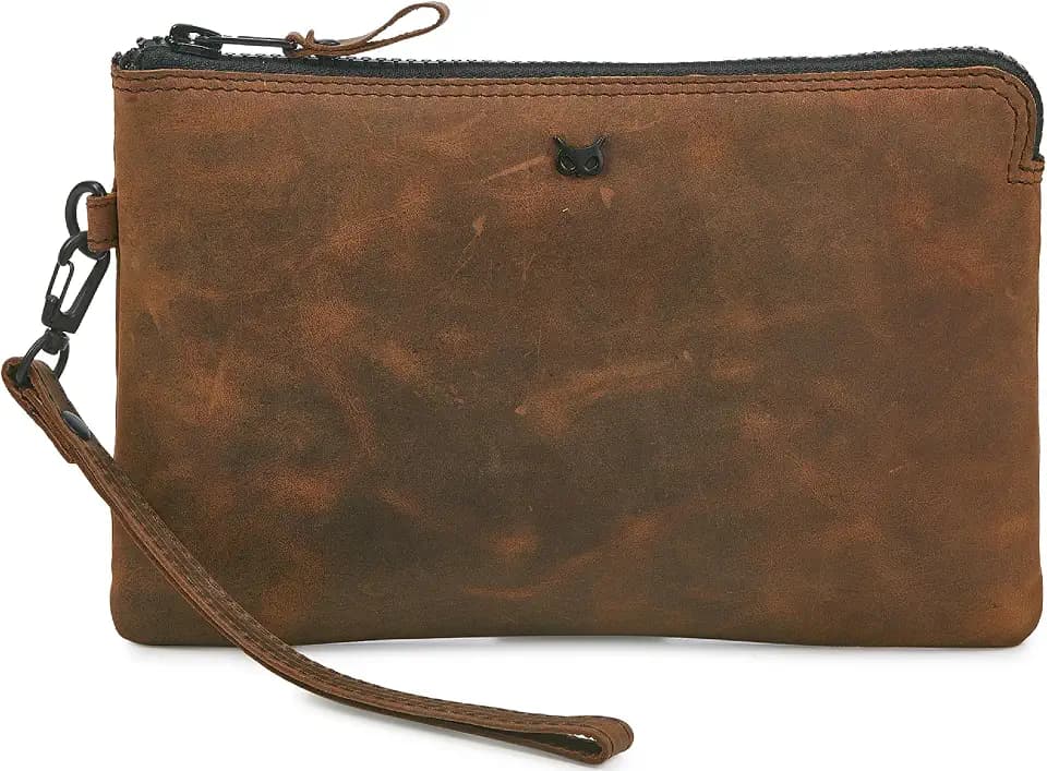 Leather Wristlet Wallet for Women Clutch Handbag Purse with Cell Phone Slot