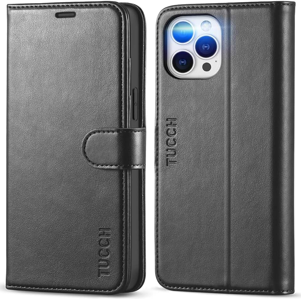 TUCCH Wallet Case for iPhone 12 Pro Max (6.7") 2020, 4 Card Holders, Black