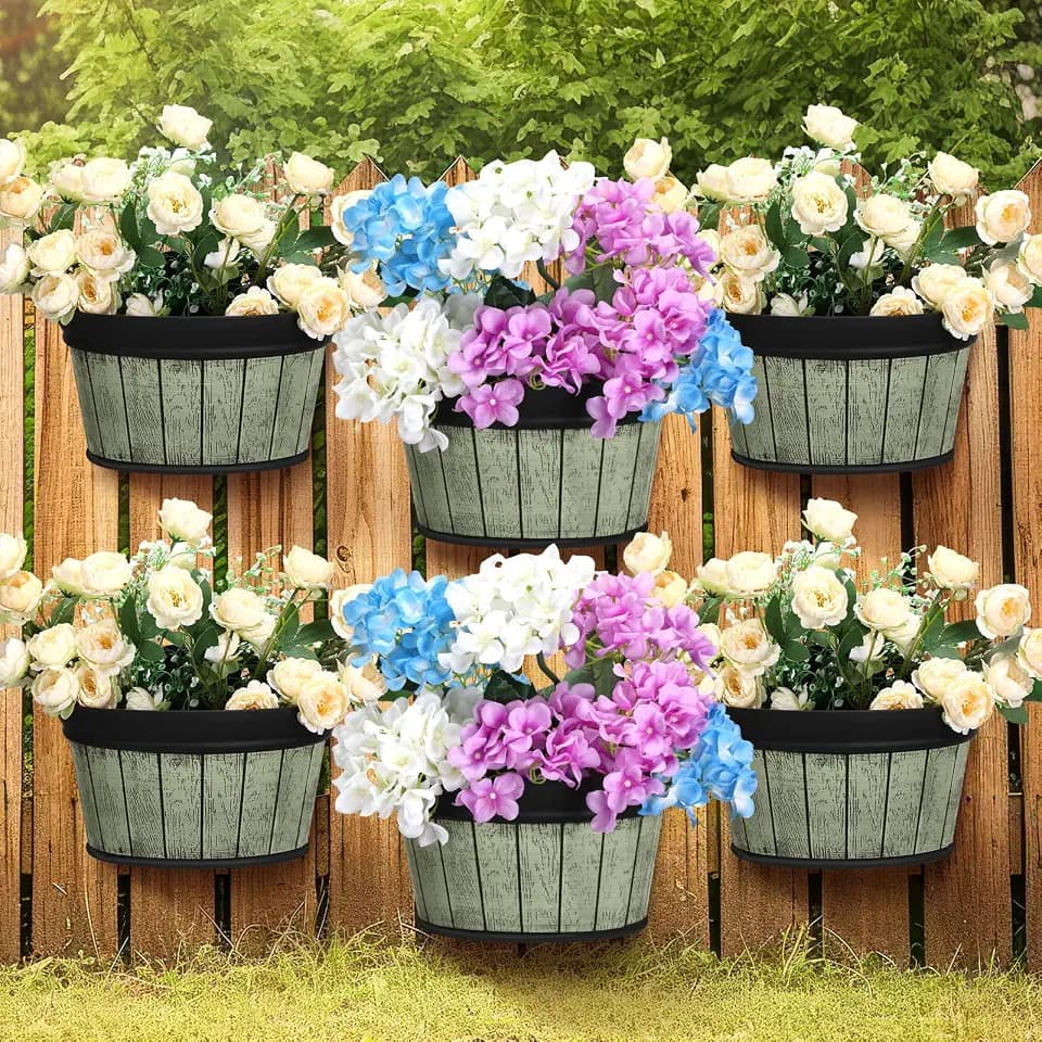 Layhit 6 Pcs Wall Hanging Planters, 10 Inches, Grey Green