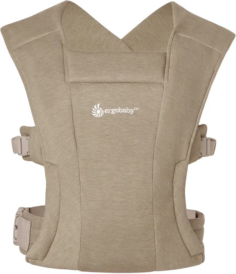 Ergobaby Embrace Babytrage für Neugeborene von 0–12 Monaten (3,2–11,3 kg), Ergonomische 2-Positionen Babytrage mit Kopf- und Nackenstütze und hüftgesunder M-Stellung, Soft Olive