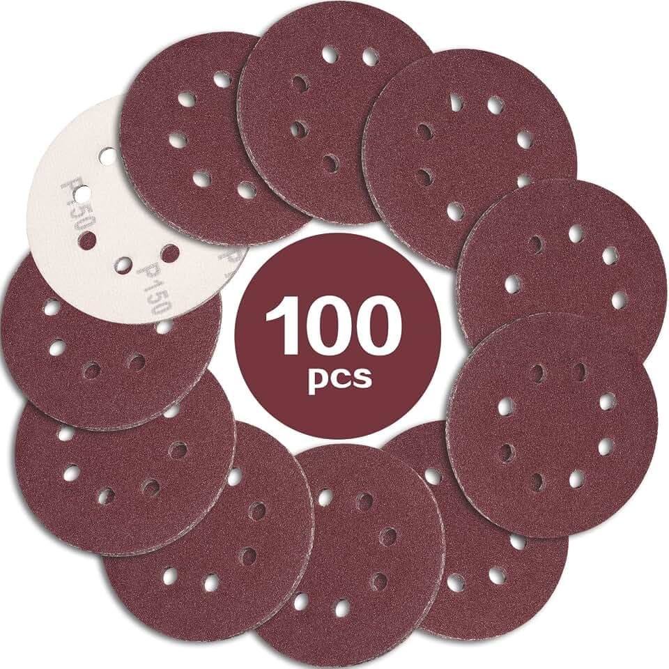 STEBRUAM 100Stück Schleifpapier 125mm Klett 150 körnung Exzenterschleifer