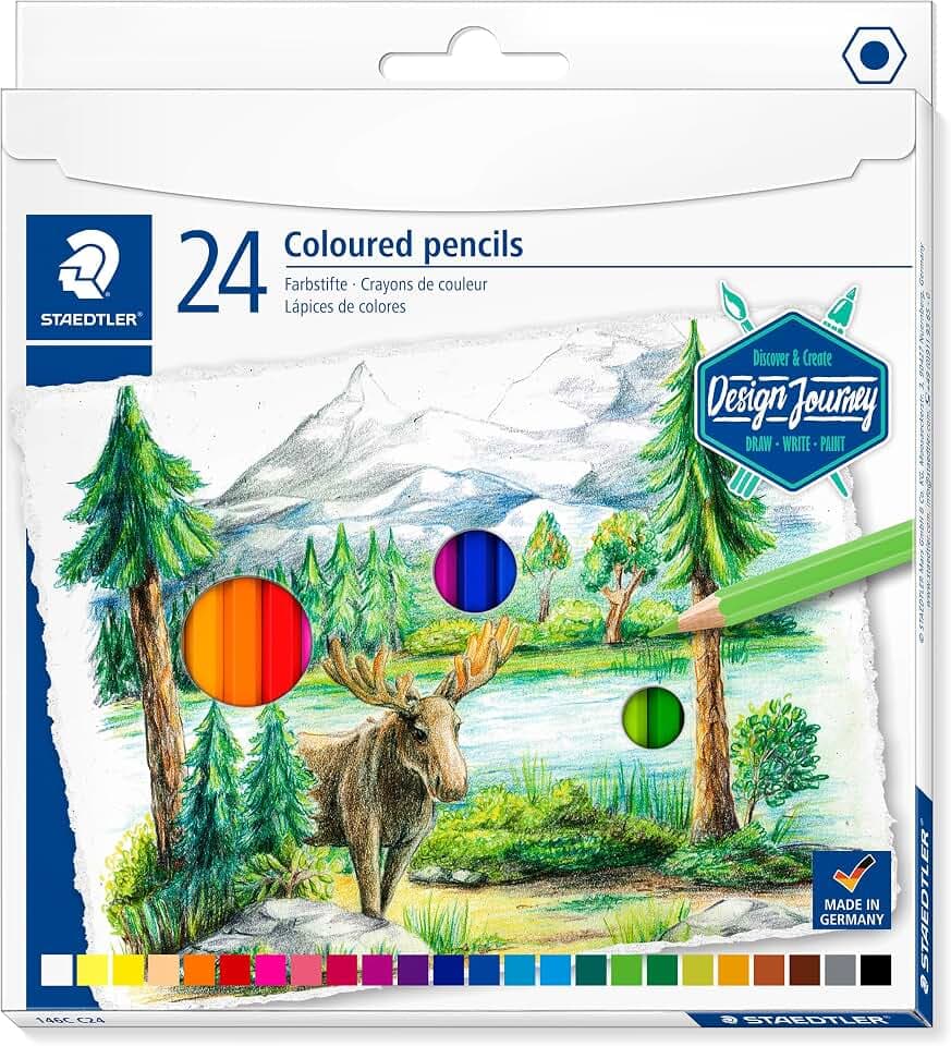 STAEDTLER 146C C24 Buntstifte (klassisches Sechskantformat, weiche Mine, hoch pigmentierte Farben) Kartonetui mit 24 leuchtenden Farben