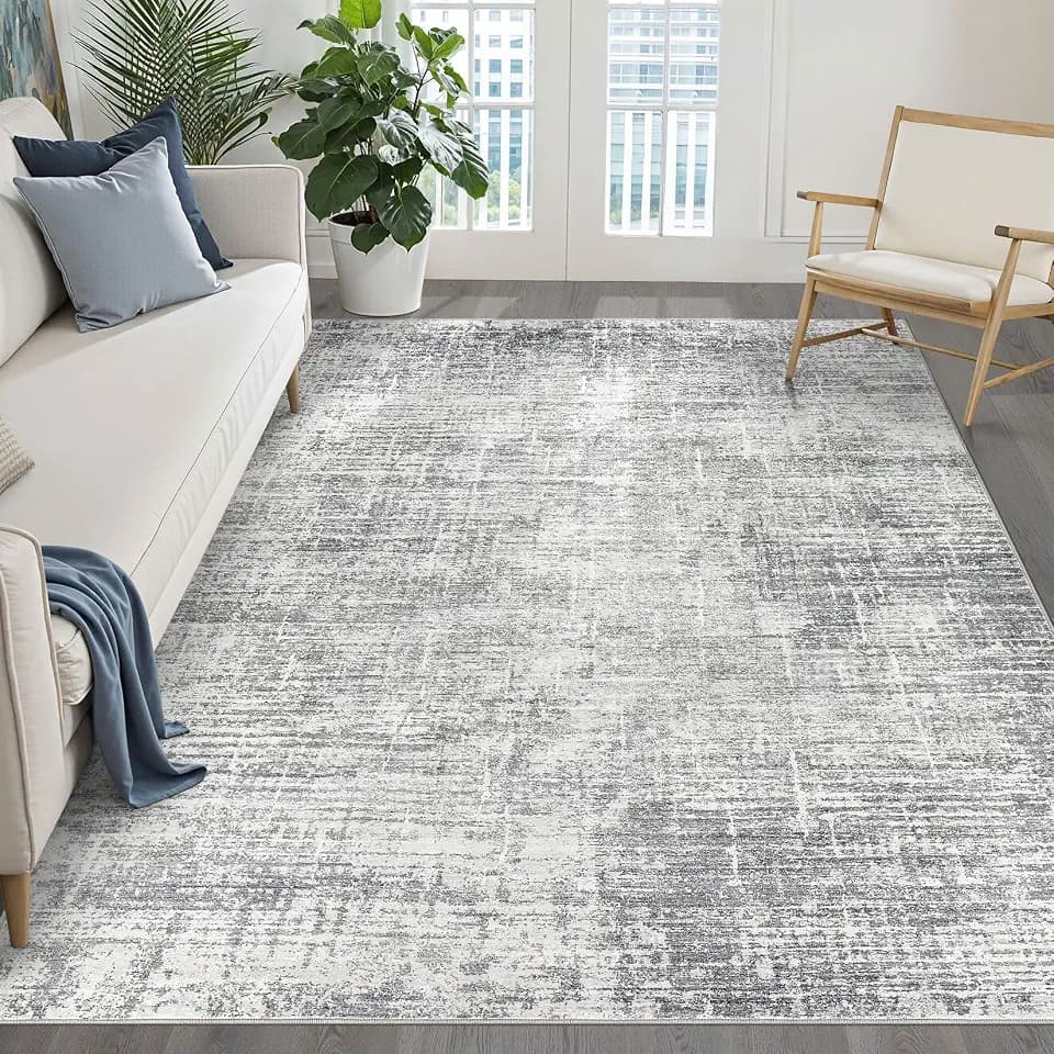 LOONGRUG 5x7 Area Rug Washable Neutral Modern Rug for Living RoomGrey