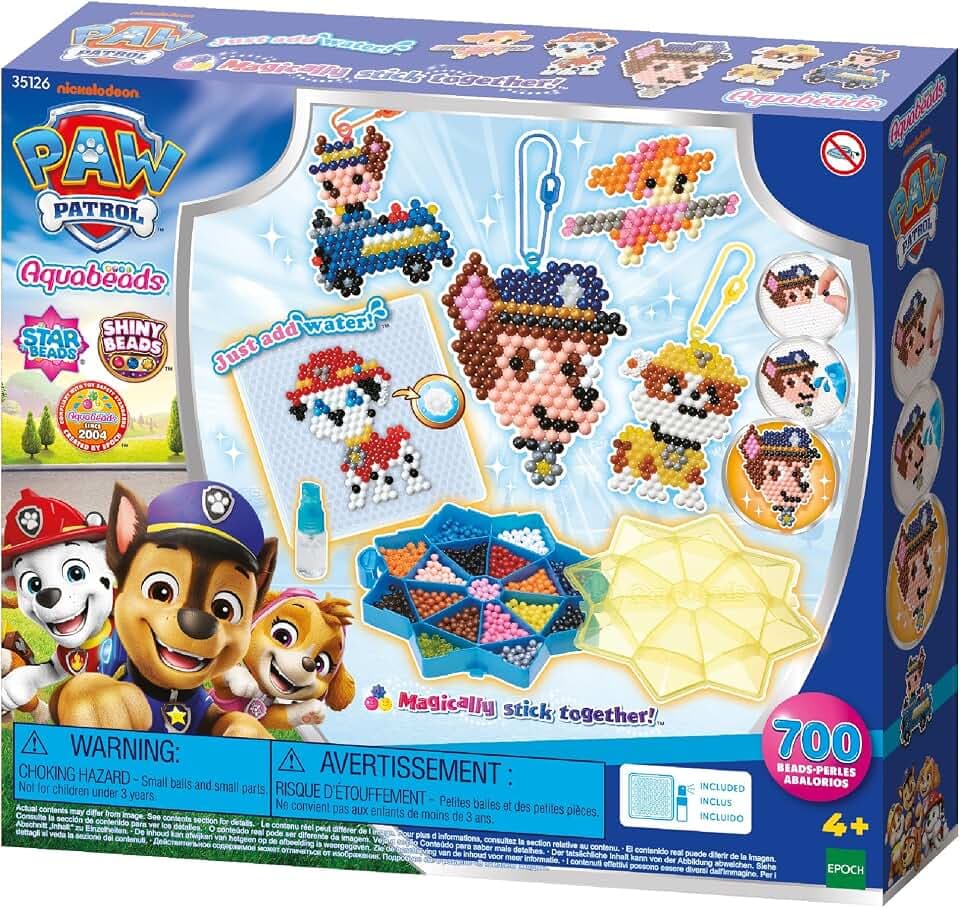 Aquabeads 35126 Paw Patrol Mega Bastelset, Wasserperlen Kreativset mit Paw Patrol Charakteren, Rubble, Chase, Sky, Für Kinder ab 4 Jahren, kindersicher, kein Bügeln oder Kleben erforderlich