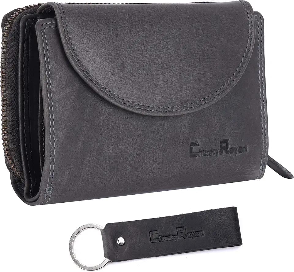 Echtleder Damen Geldbörse Hochwertig Vintage RFID Schutz inklusive Leder Schlüsselanhänger