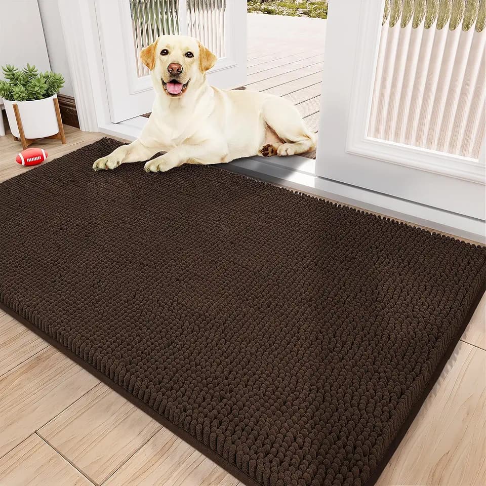 Amyracel Dog Door Mat for Muddy Paws, Mud Mat for Dogs 60" x 30", Brown