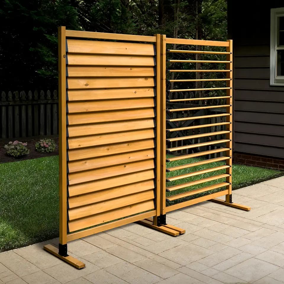 Enclo Convertible Freestanding/Surface Mounted Privacy Screen, Cedar Wood