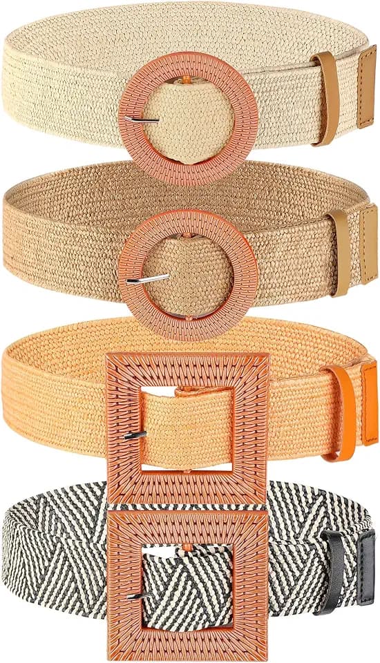 WILLBOND 4 Pcs Women Stretch Wide Straw Belt