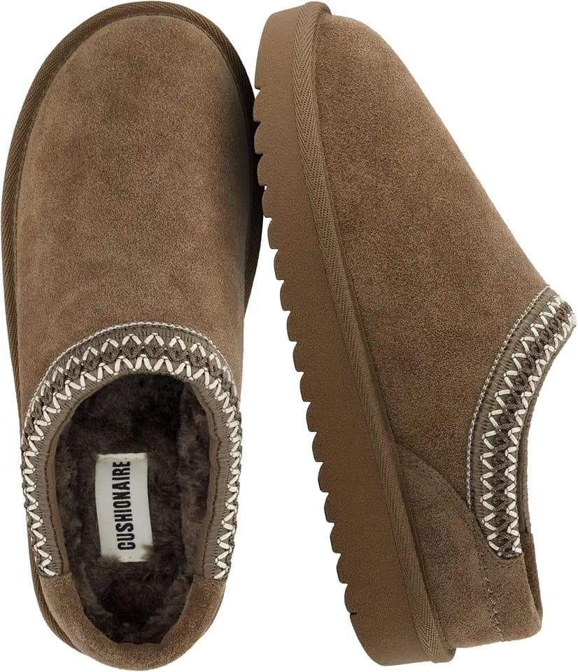 CUSHIONAIRE Keto Womens Slippers Slip-On Suede Mule Slipper - Cozy & Stylish, Memory Foam & Faux Fur Lining, Wide Widths Available