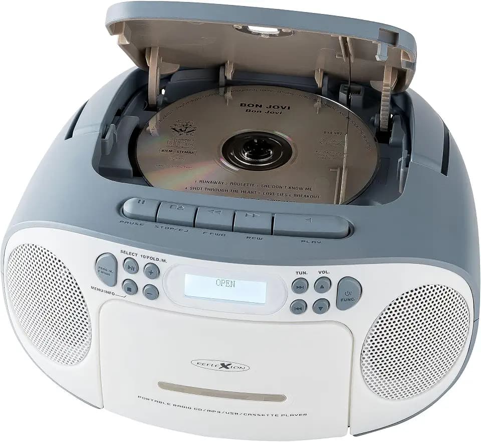 Reflexion RCR2260DAB/BL, Tragbares CD/MP3-Cassetten-USB-DAB+-Stereo Radio (2x12 Watt max. Musikleistung), 3,5 mm AUX-IN Anschluss und 3,5mm Kopfhörerausgang, Digitales LCD-Display, Blau