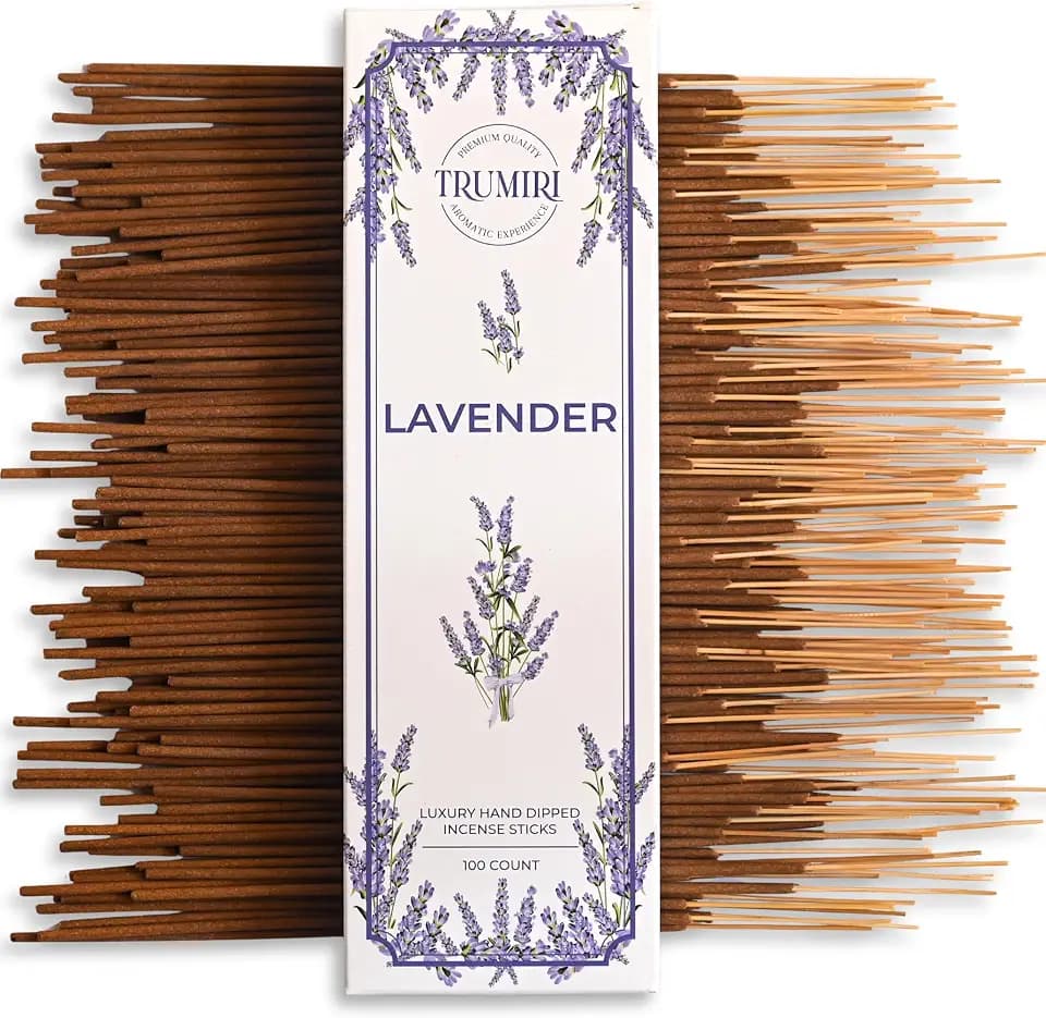 Lavender Incense Sticks - Pack of 100 Insence-Sticks - Inciensos Aromaticos Made with Natural Lavender Essential Oil - Scented Inscents Non Toxic Insense