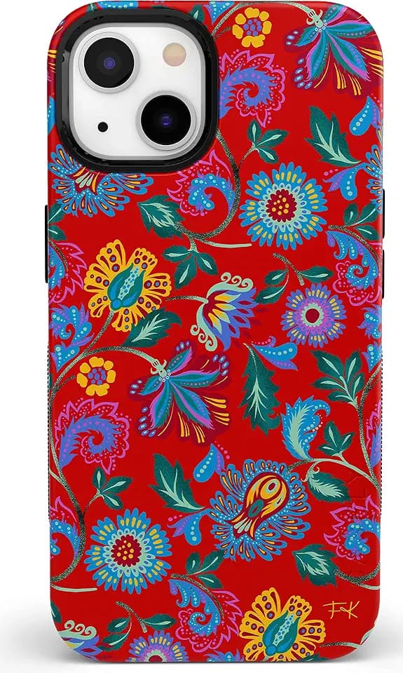 Casely iPhone 15 Case | Painted Flowers | Frida Kahlo Floral | Bold Protective Design | Compatible with MagSafe