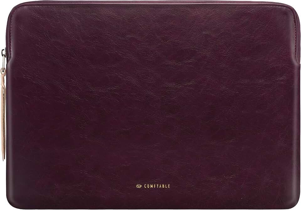 Comfyable Slim Protective Laptop Case 15 Inch Snugly Compatible with MacBook Air 15 Inch M5 2026 A3448 M4 A3241 M3 2024 A3114 & M2 2023 A2941, PU Leather Case Waterproof Cover Computer Case for Mac