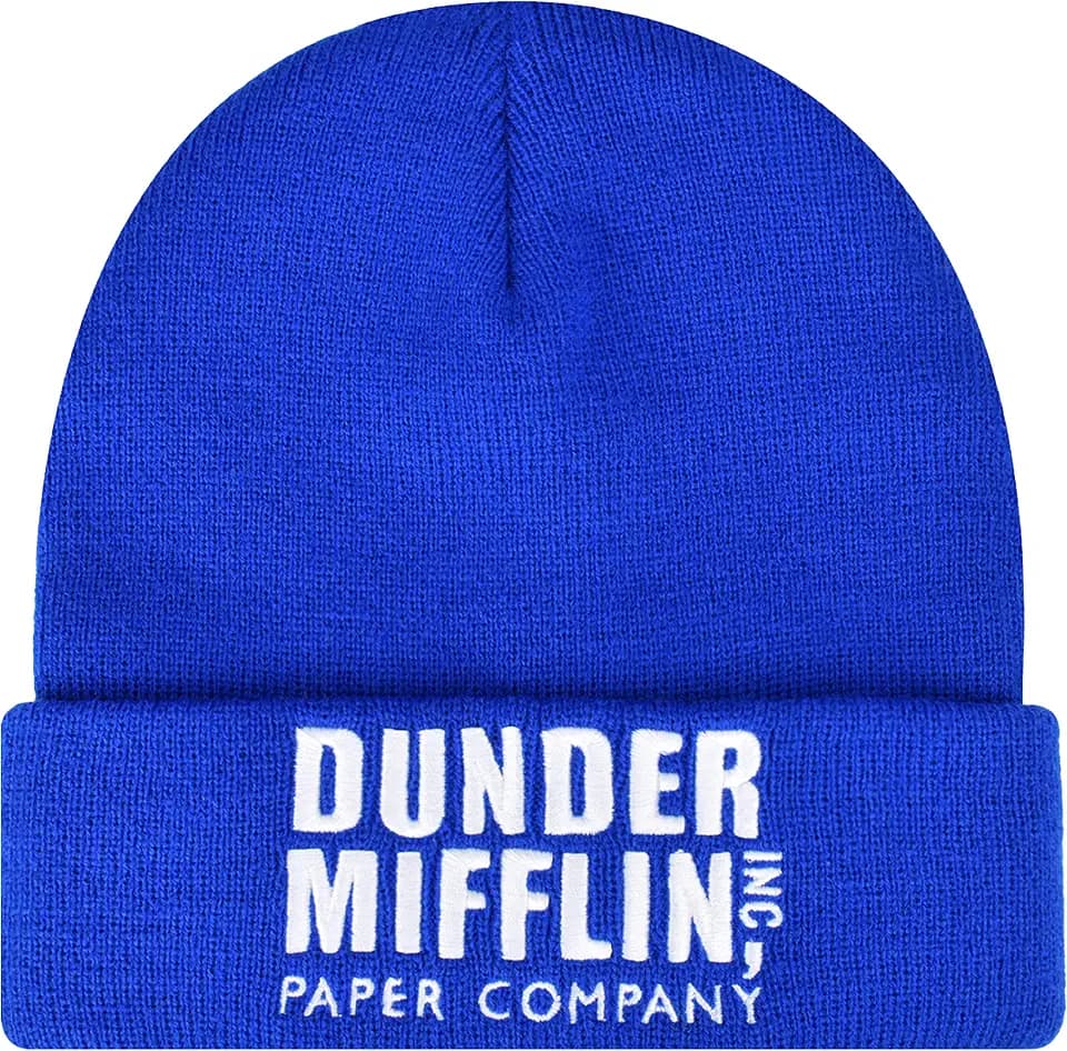 Concept One The Office Dunder Mifflin Paper Company Herren-Strickmütze aus Acryl, Blau, Einheitsgröße, blau, Einheitsgröße