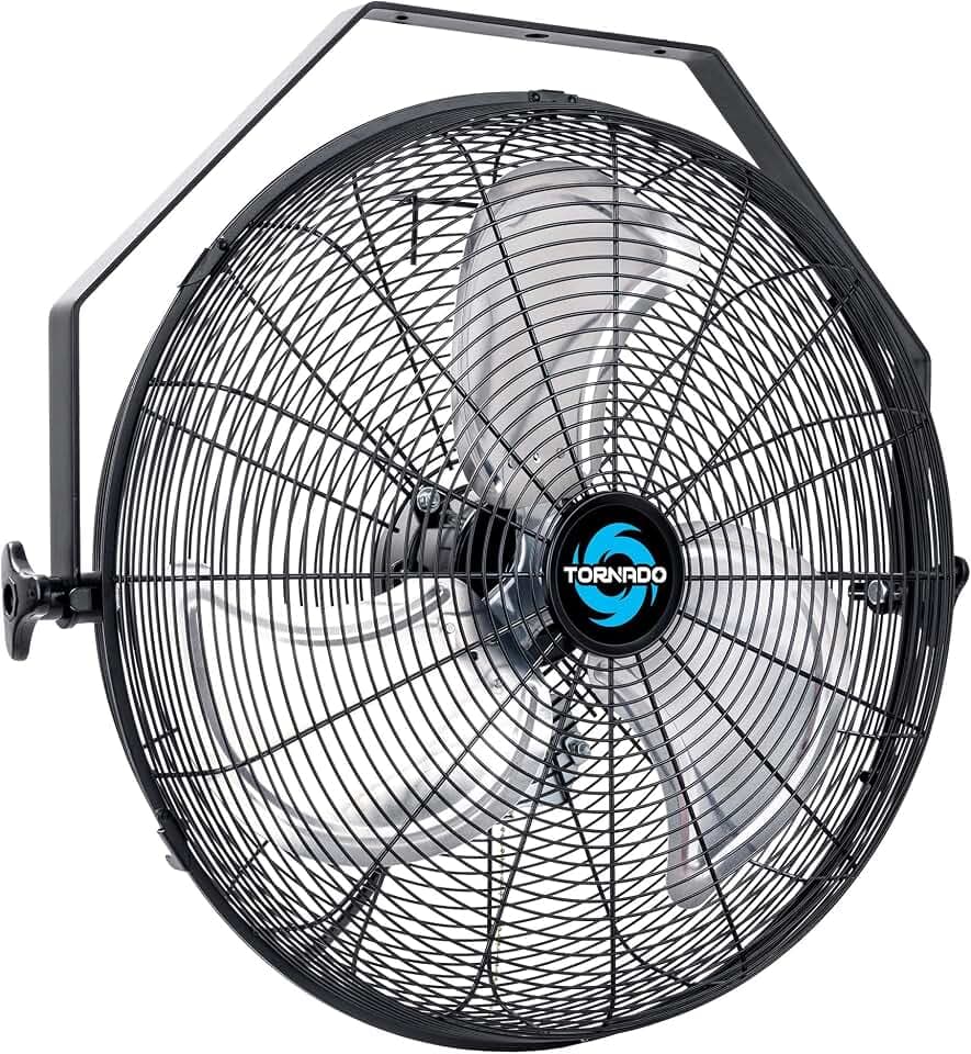 Tornado - 18 Inch High Velocity Industrial Wall Fan with TEAO Enclosure Motor - 4000 CFM - 3 Speed - 6.5 FT Cord - Industrial, Commercial, Residential Use - UL Safety Listed