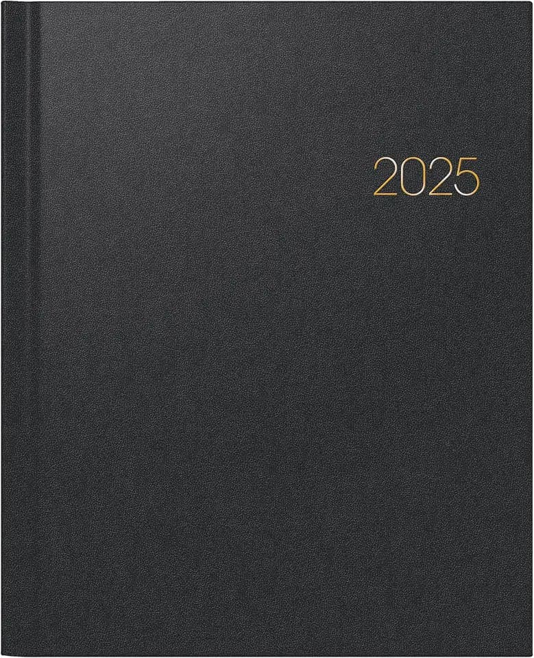 BRUNNEN Buchkalender Modell Manager Wt 7 weektimer (2025), 2 Seiten = 1 Woche, 210 × 260 mm, 160 Seiten, Balacron-Einband, schwarz