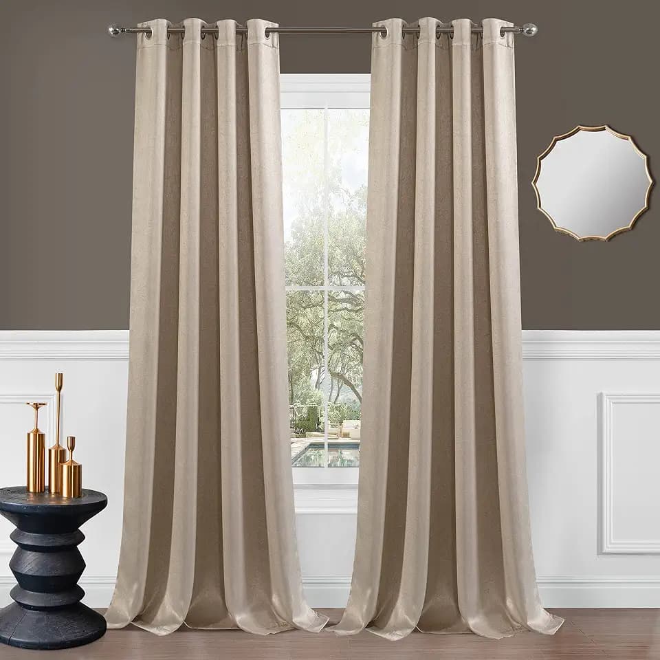 Dainty Home Grommet Blackout Curtains - Sand 54" W x 84" L, Room Darkening, Machine Washable Window Curtain Panels for Bedroom & Living Room - Ideal Blackout Curtain Solution