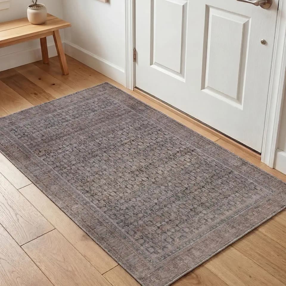 Kuden 3x5 Small Rug, Machine Washable, Non-Slip Backing, Vintage Style, Soft, Low Pile, Area Rugs for Entryway Kitchen Indoor Entrance