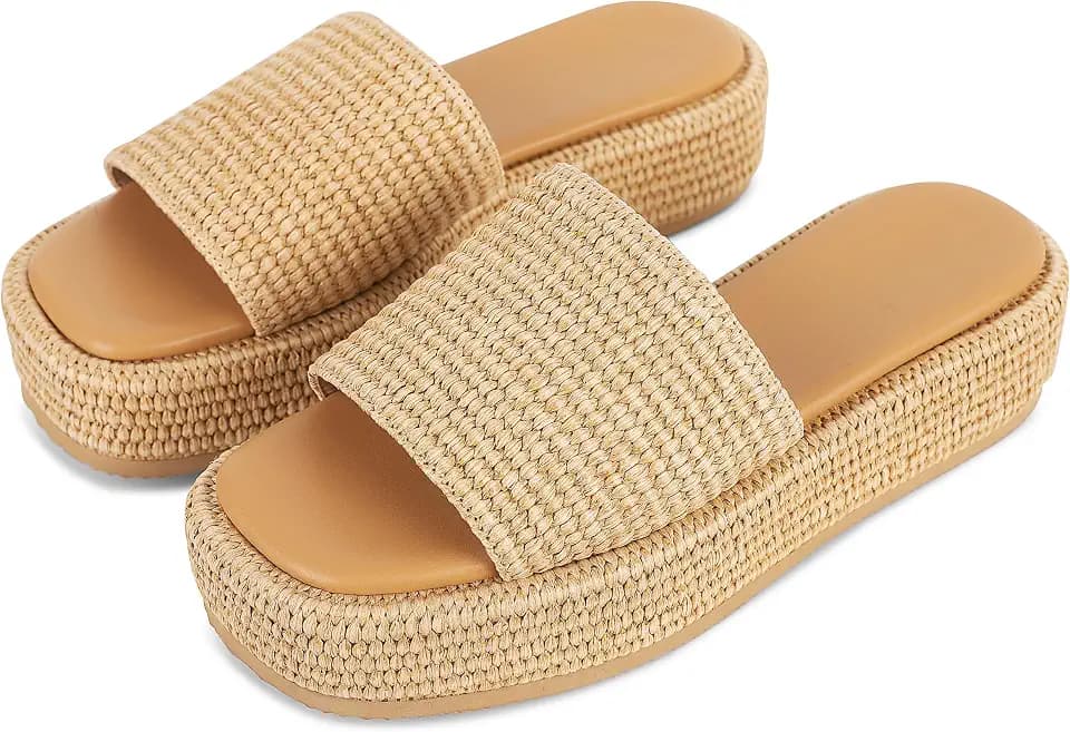 EQAUDES Wedges Platform Sandals For Women Espadrilles Summer Beach Shoes