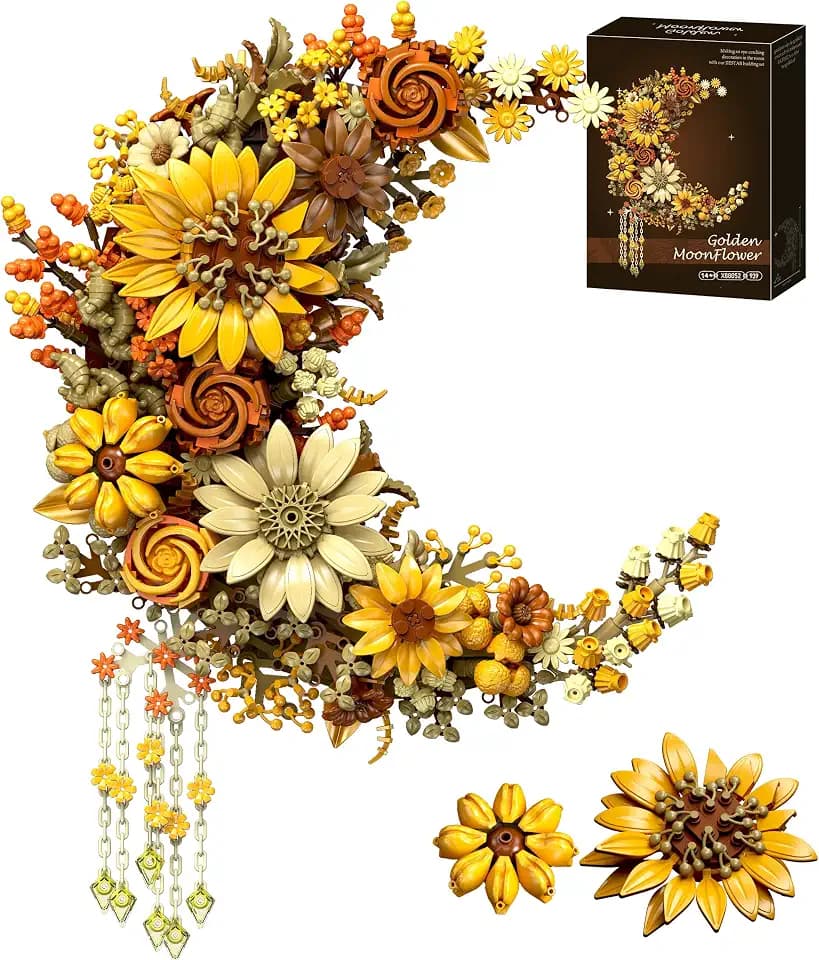 Gloden Moon Flower Building Set, Botanicals Sunflower Wall Art