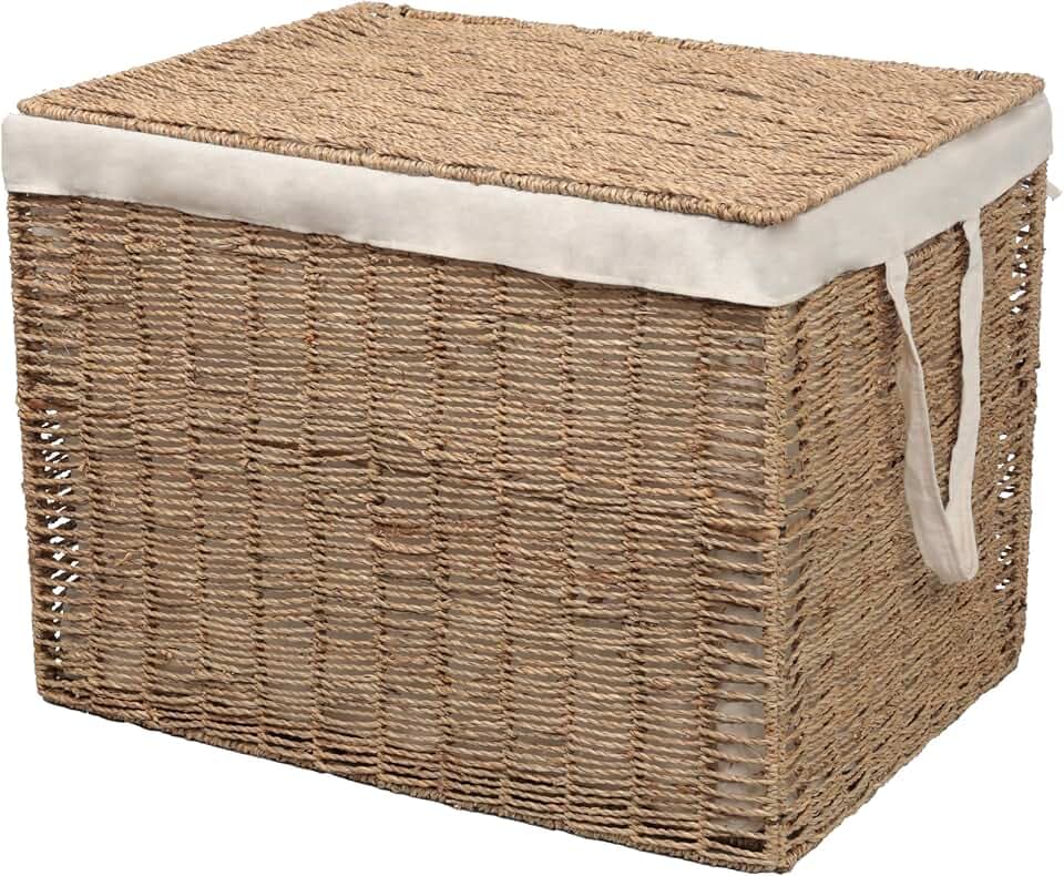 happimess Reed Laundry Hamper Handwoven Seagrass 29.1 Gal 17.7" H, Natural