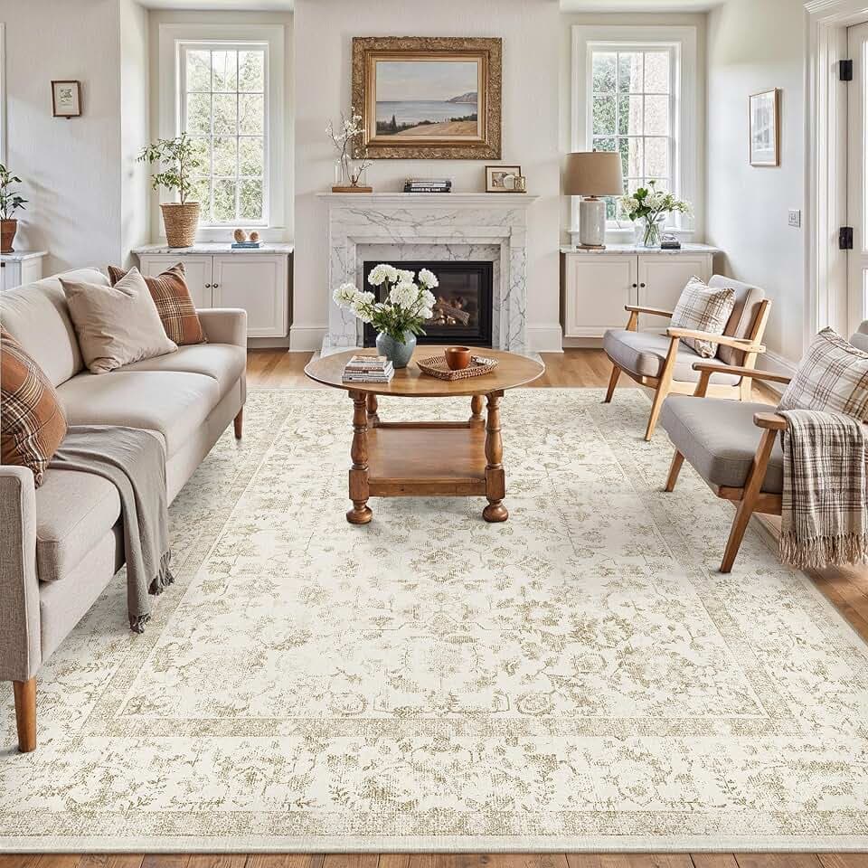 PureCozy Teppich Wohnzimmer Beige 200x300cm Waschbarer rutschfest Teppiche