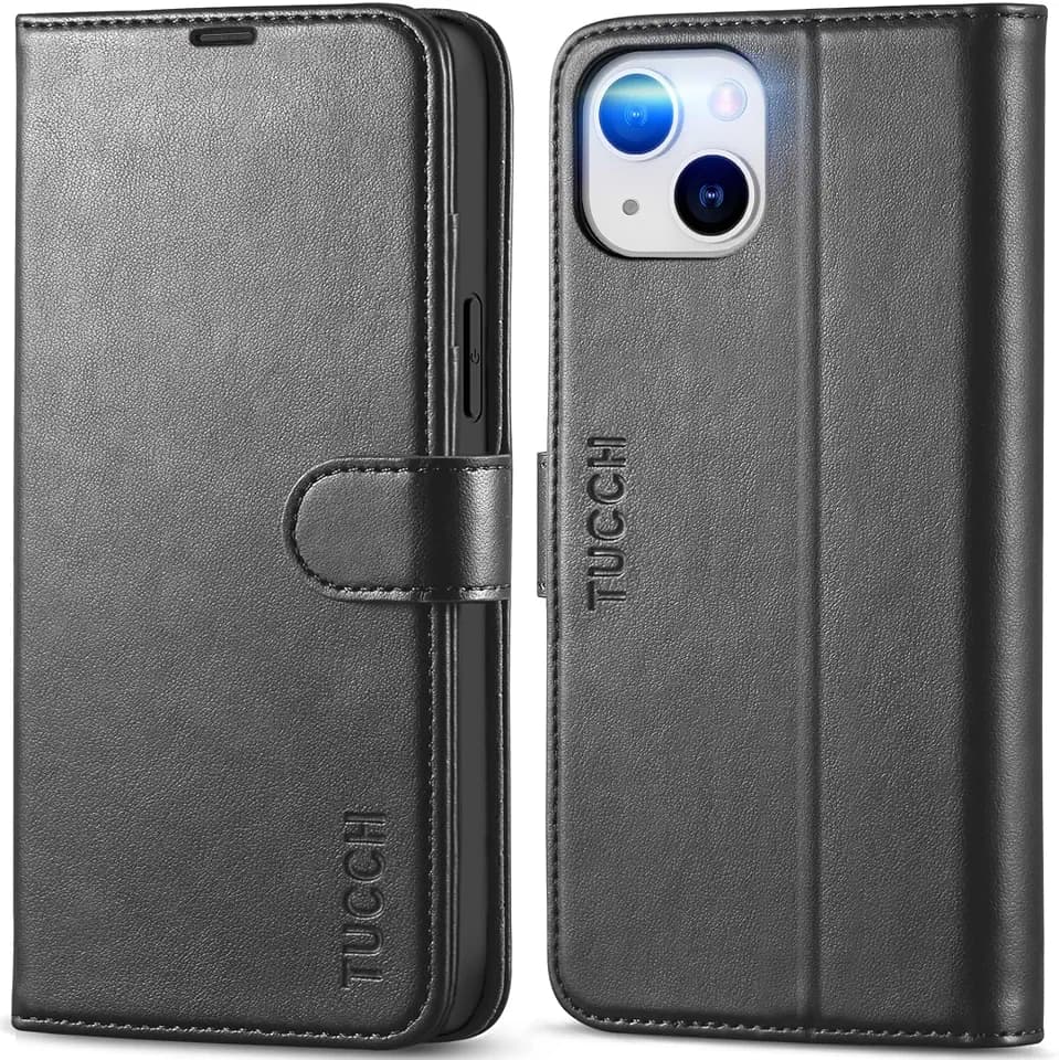 TUCCH Wallet Case for iPhone 14 Plus (6.7") 2022, 4 Card Holders, Black
