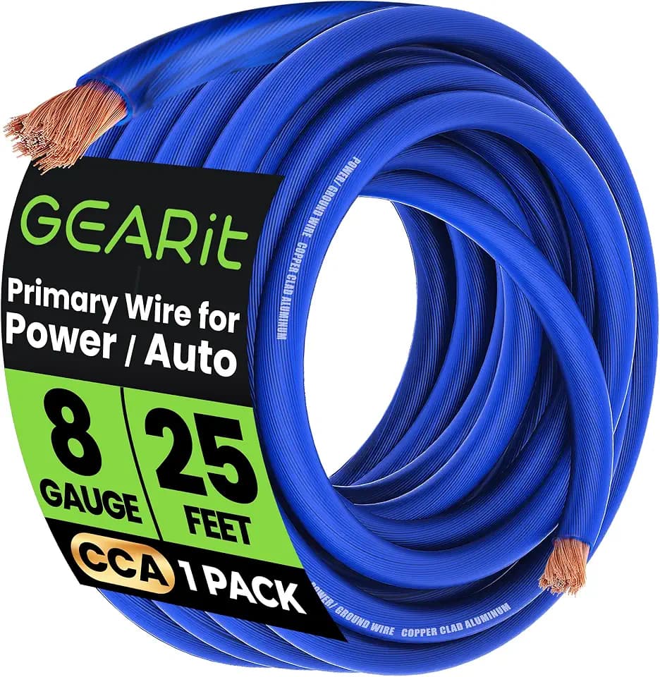 GEARit 8 Gauge Wire CCA Amp Battery Power Cable, Blue 25FT