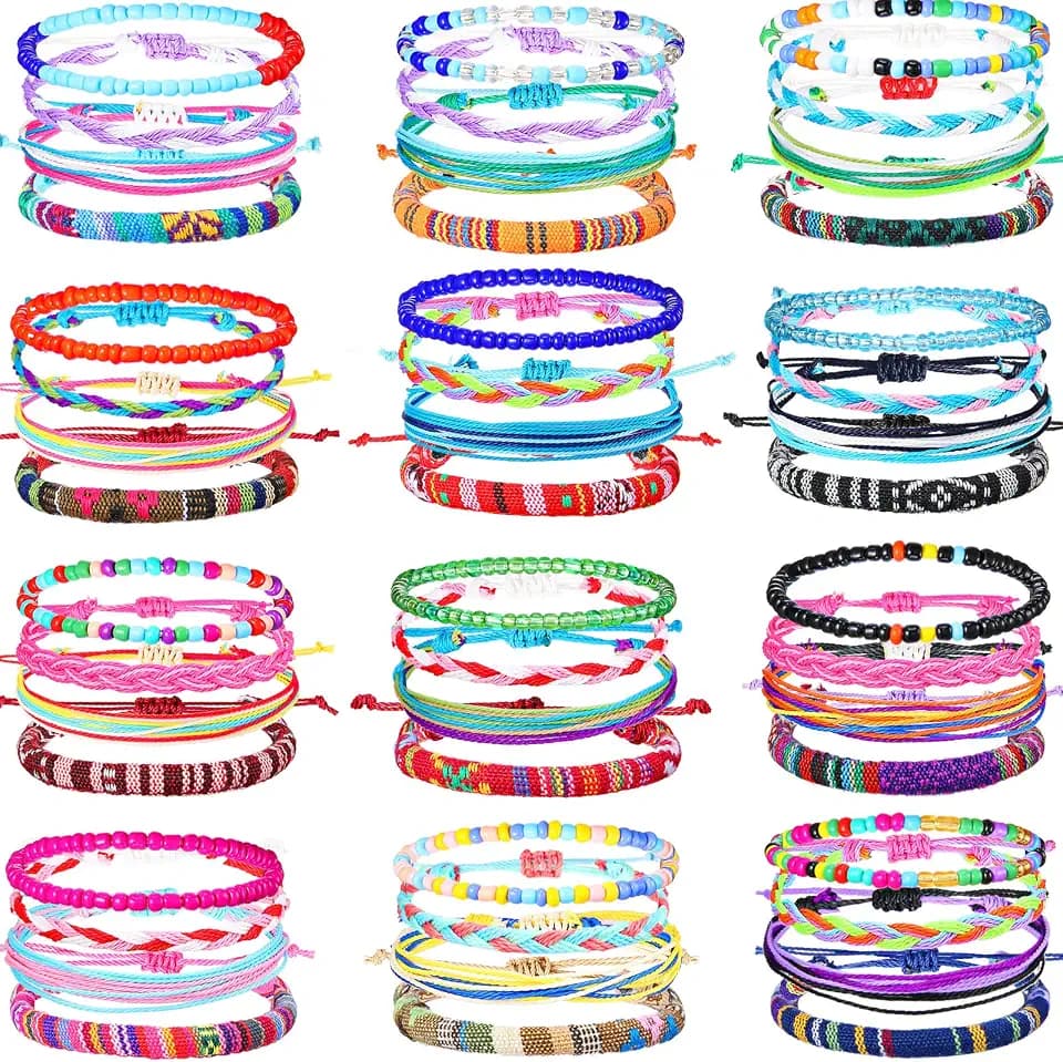 Remerry 48 Pcs Friendship Bracelets Bulk Elegant Vibrant Color Woven
