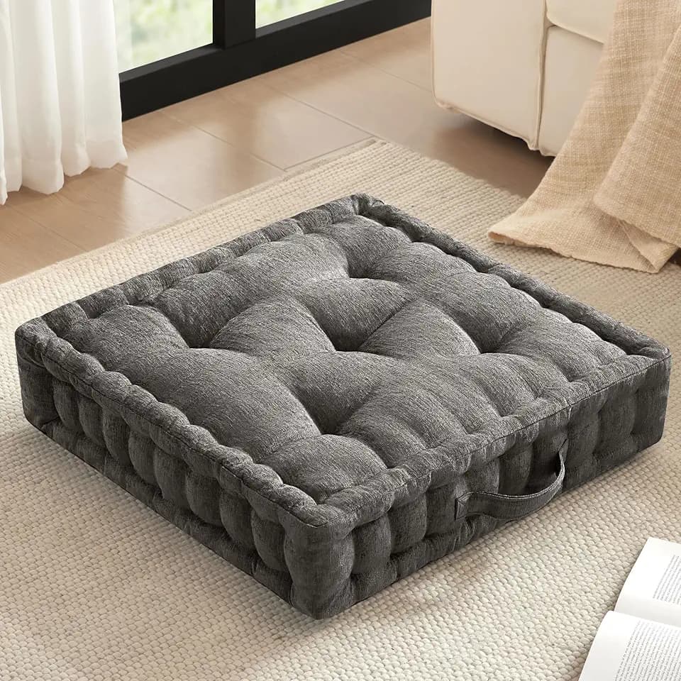 Intelligent Design Floor Pillow, Cushion for Meditation, 24x24 Charcoal