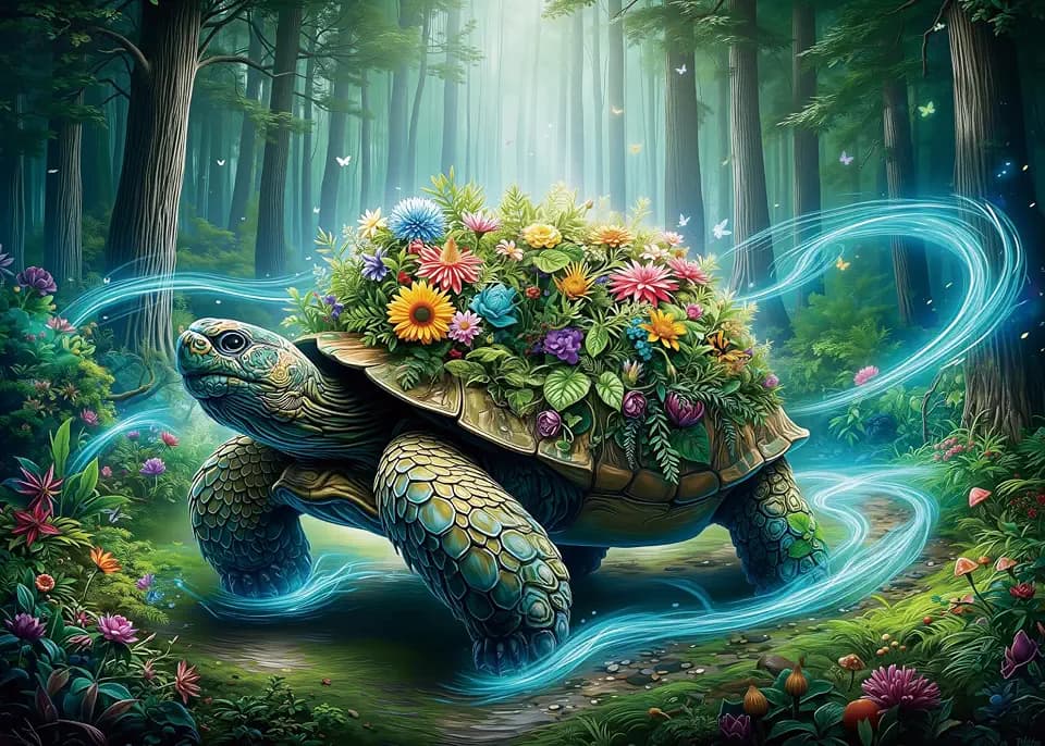 Magic Sea Turtle Flower Puzzles for Adults 1000 Piece Nature Fantasy Animal Forest Puzzle for Adult Impossible Wildlife Hard Difficult Challenging Art Jigsaw Puzzles for Home Decor