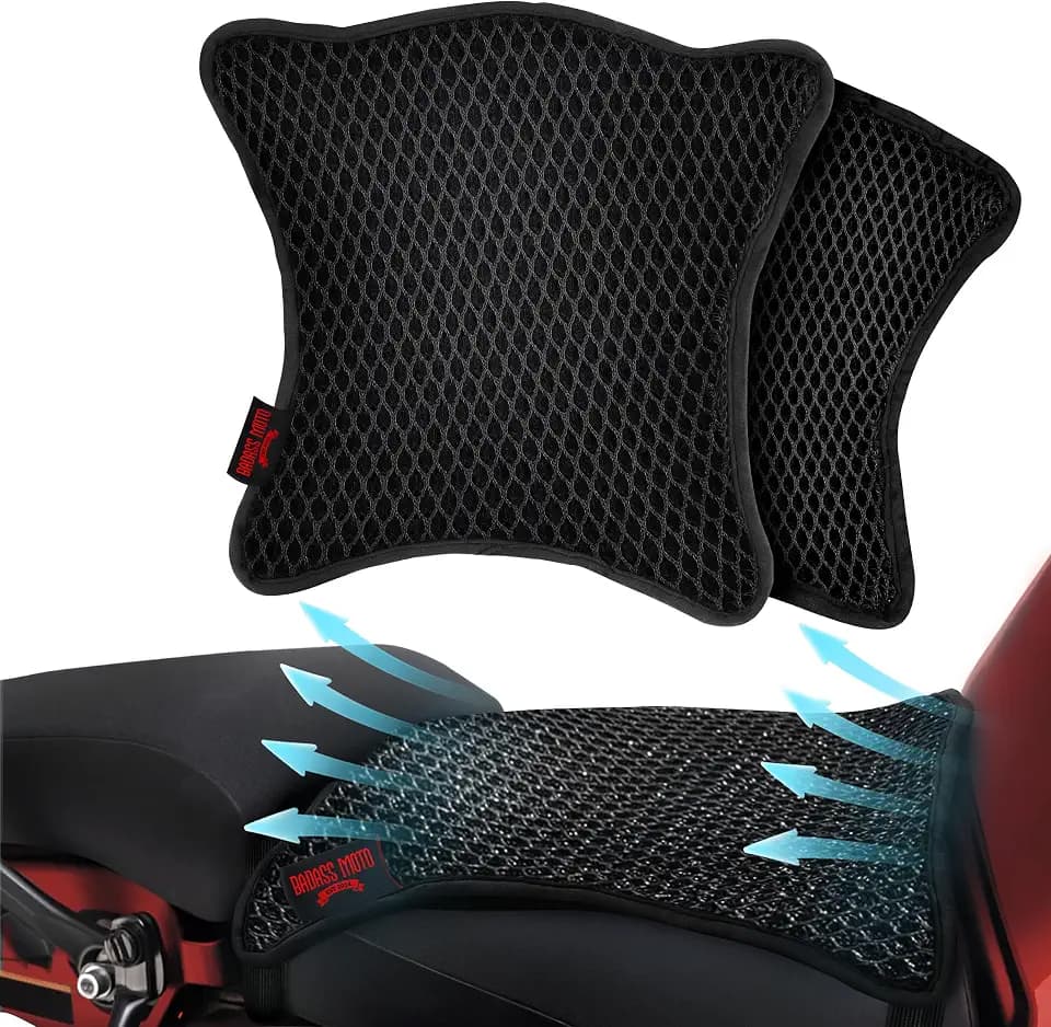 Badass Moto Airflow Motorcycle Seat Cover, Breathable 3D Mesh Pad, Large