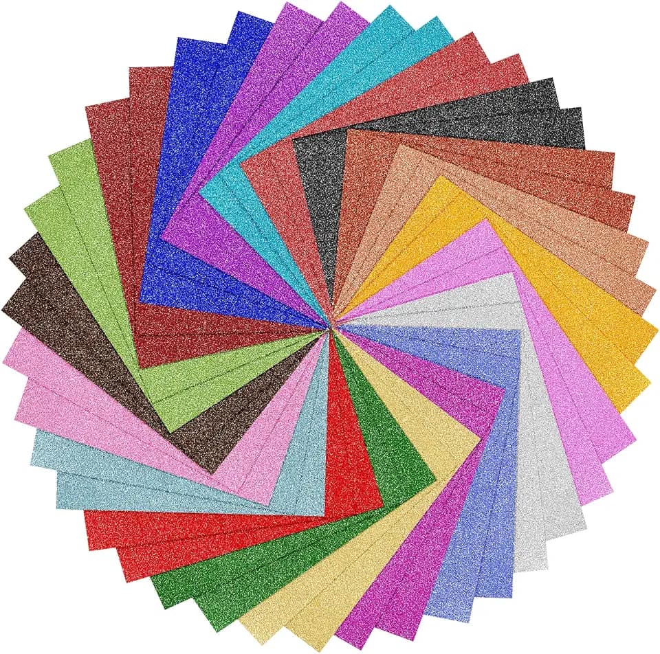 Glitzerpapier zum Basteln 40 Blatt,Bunt Glitzer Papier A4 20 Farben 250g/m² Glitterkarton zum Basteln und Gestalten,Grußkarten Scrapbooking