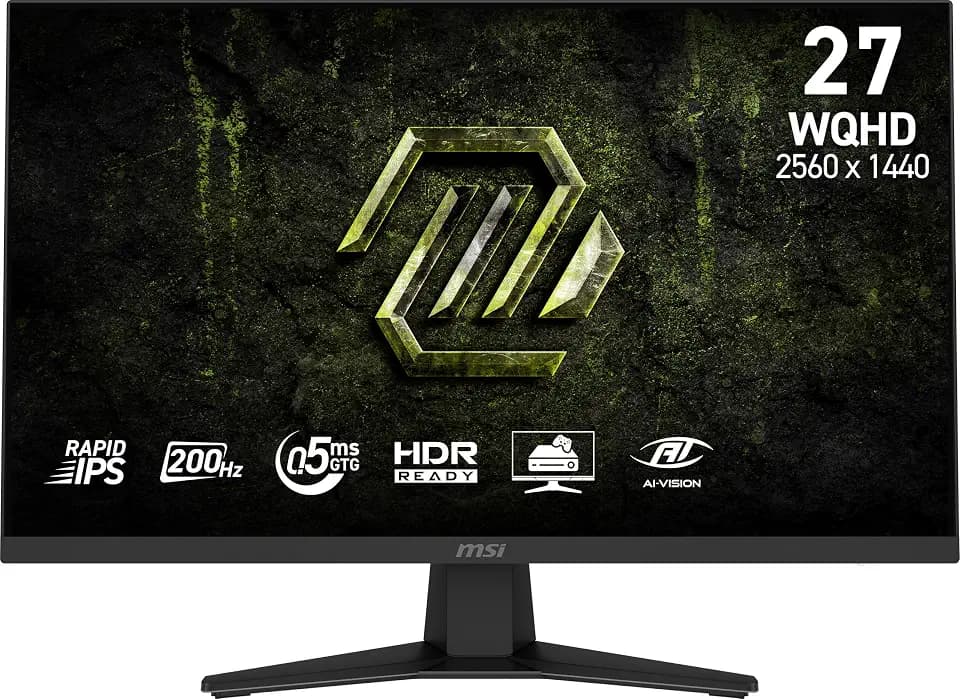 msi MAG 274QF E20 27-inch 2560 x 1440 (WQHD) Gaming Monitor, 200Hz, AMD FreeSync Premium, NVIDIA G-SYNC Compatible, HDR Ready, HDMI, VGA Port, VESA, Tilt, 0.5ms, Black