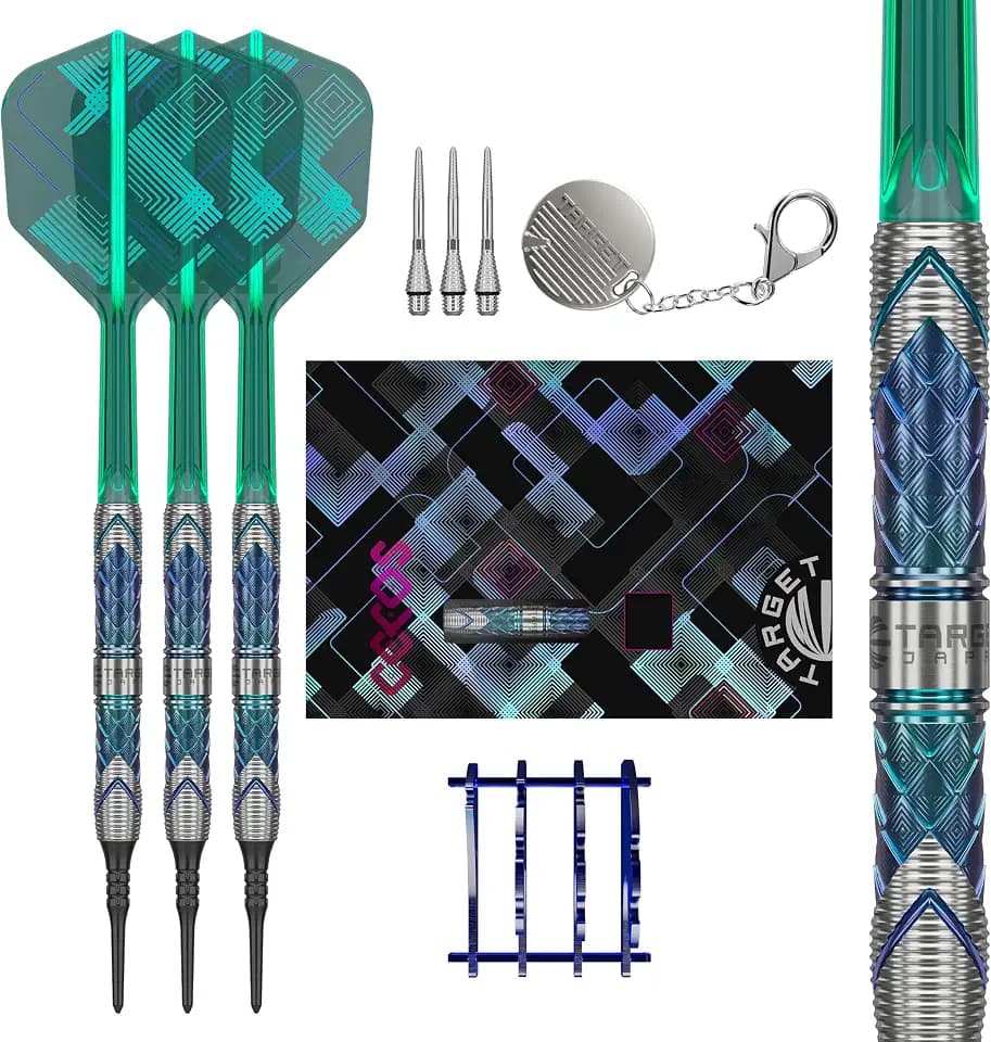 Target Darts Japan Kaze Series Ceros Soft Tip Darts Set mit K-Flex, 18G/19G (Barrel 01/02/03) | 90% Wolfram Dartpfeil-Set, K-Flex Flights & Shafts, 2BA Pixel-Spitzen, Steel Point, Storage Etui