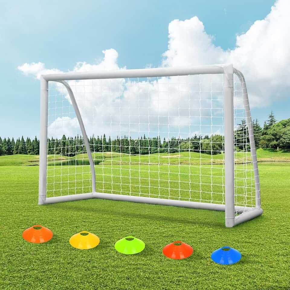 ORIENGEAR Soccer Goal, 12x6/10x6.5/8x6/6x4 Full Size Soccer Goals for Backyard, Soccer Net with Training Discs, Portable Soccer Goal for Kids and Adults with 1 Carry Bag, Porterias De Futbol
