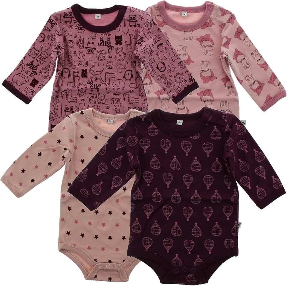 Pippi made with love Baby - Mädchen Body Ls Ao-printed (4-pack) Formender Body (4er Pack)