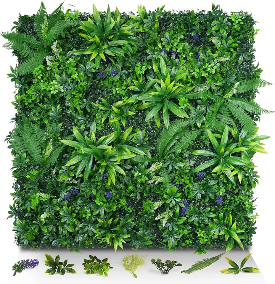 Artificial Grass Wall Panels 20"x20" 12pcs Hedge Greenery Backdrop, UV-Anti