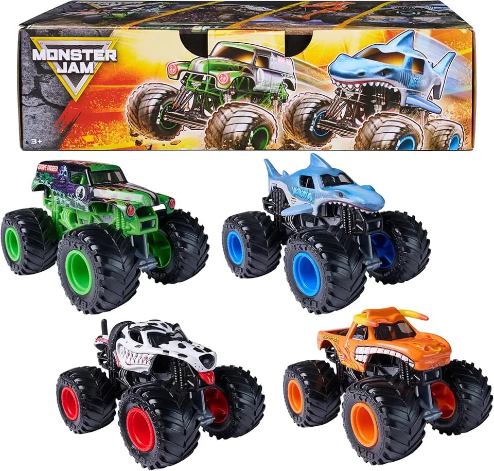 Monster Jam All Stars Monster Trucks, 1:64 Scale Die-Cast Vehicles 4-Pack