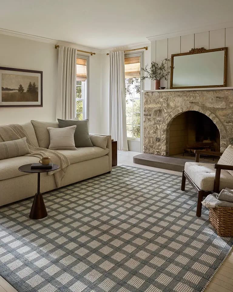 Loloi Magnolia Home Ryder Blue/Ivory 3'-6" x 5'-6" Accent Rug